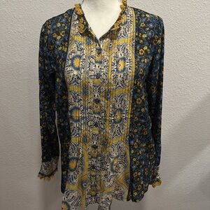 Johnny Was Multicolor Floral Blouse